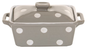 Isabelle Rose Beige butter dish with dots
