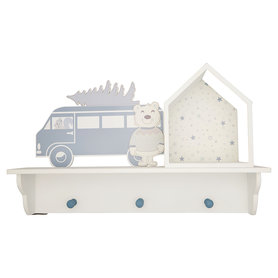 GreenGate Kinder Kapstok / Kids hook rack w/shelf Forrest pale blue GreenGate Kinder Kapstok / Kids hook rack w/shelf Forrest pale blue