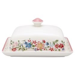 GreenGate Botervloot-Butter Box Square Belle white H:8cm GreenGate Botervloot-Butter Box Square Belle white H:8cm