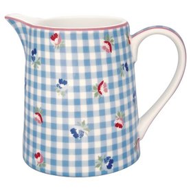 GreenGate Melkkan / Jug Viola Check Pale Blue 0,5L  GreenGate Melkkan / Jug Viola Check Pale Blue 0,5L