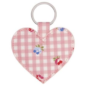 GreenGate Sleutelhanger Hart / Keyring Heart Viola check pale pink GreenGate Sleutelhanger Hart / Keyring Heart Viola check pale pink