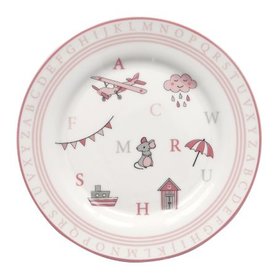 GreenGate Kinder Bord / Kids Plate Charlie Pink D:20,5cm GreenGate Kinder Bord / Kids Plate Charlie Pink D:20,5cm