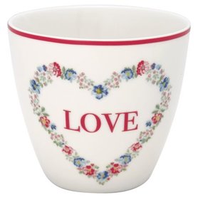 GreenGate Mokje / Latte cup Heart Love White H: 9cm GreenGate Mokje / Latte cup Heart Love White H: 9cm