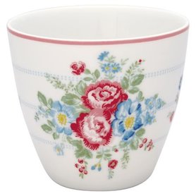 GreenGate Mokje / Latte cup Henrietta White H: 9cm GreenGate Mokje / Latte cup Henrietta White H: 9cm