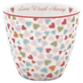 GreenGate Mokje / Latte cup Love Pastel Mix H: 9cm GreenGate Mokje / Latte cup Love Pastel Mix H: 9cm
