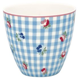 GreenGate Mokje / Latte cup Viola Check Pale Blue H: 9cm GreenGate Mokje / Latte cup Viola Check Pale Blue H: 9cm