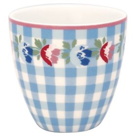 GreenGate Espresso Mokje / Mini latte cup Viola Check Pale Blue H: 6,5cm GreenGate Espresso Mokje / Mini latte cup Viola Check Pale Blue H: 6,5cm