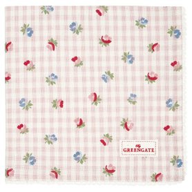 GreenGate Servet / Napkin with Lace Viola Check Pale Pink 40x40cm GreenGate Servet / Napkin with Lace Viola Check Pale Pink 40x40cm
