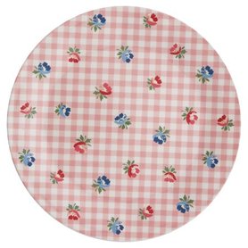 GreenGate Melamine Plate Viola Check Pale Pink D 20 cm