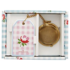 GreenGate Theezeef / Tea infuser Viola Check Pale Pink L:21,5cm