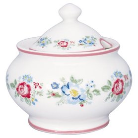 GreenGate Suikerpot / Sugar Pot Henrietta White H: 10cm GreenGate Suikerpot / Sugar Pot Henrietta White H: 10cm