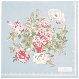 GreenGate Papieren Servet / Paper Napkin Petricia Pale Blue large 20pcs GreenGate Papieren Servet / Paper Napkin Petricia Pale Blue large 20pcs