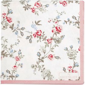 GreenGate Papieren Servet / Paper Napkin Carly White Small 20pcs GreenGate Papieren Servet / Paper Napkin Carly White Small 20pcs