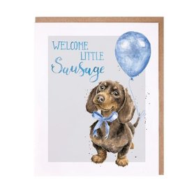 Wrendale 'Welcome little sausage' new baby boy card