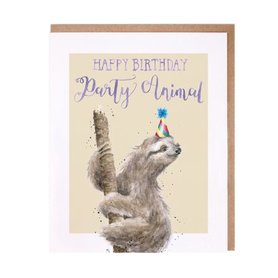 Wrendale Birthdaycard Sloth "Party Animal" card
