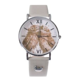 Wrendale Designs Dames Horloge Uil Grijs Birds of a Feather