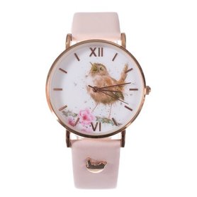 Wrendale Designs Dames Horloge Roodborstje Roze Little Tweets