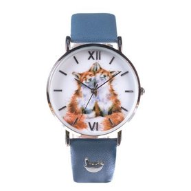Wrendale Designs Dames Horloge Vos Blauw Contentment