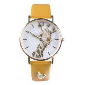 Wrendale Designs Dames Horloge Giraf Mosterd Geel Flowers