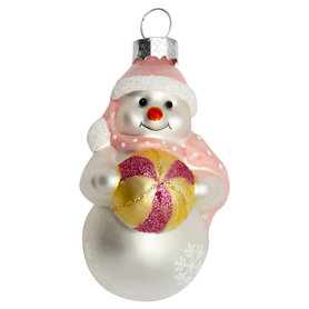 GreenGate Kerstbal Snowman Pale Pink