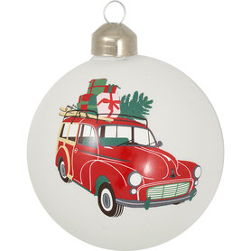 GreenGate Charline Car white kerstbal glas