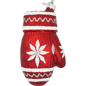 GreenGate kerstbal handschoen Snowflake red large glas GreenGate kerstbal handschoen Snowflake red large glas