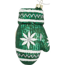 GreenGate kerstbal handschoen Snowflake dark green large glas GreenGate kerstbal handschoen Snowflake dark green large glas