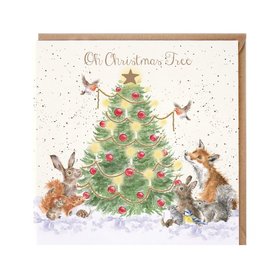 Wrendale Designs Kerstkaart Bosdieren "Oh Christmas Tree"  Wrendale Designs Kerstkaart Bosdieren "Oh Christmas Tree"