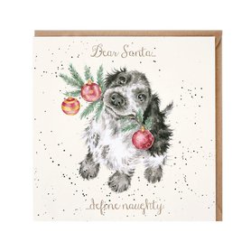 Wrendale Designs Kerstkaart Hond "Dear Santa...Define Naughty" 