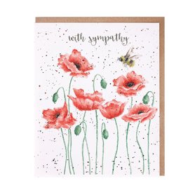 Wrendale Condoleancekaart Poppies and Bee "With Sympathy" Wrendale Condoleancekaart Poppies and Bee "With Sympathy"
