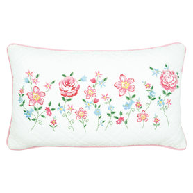 GreenGate Kussenhoes doorgestikt Columbine white met borduursel GreenGate Kussenhoes doorgestikt Columbine white met borduursel