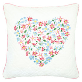 GreenGate Kussenhoes doorgestikt Columbine Love white met borduursel GreenGate Kussenhoes doorgestikt Columbine Love white met borduursel