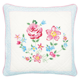 GreenGate Kussenhoes doorgestikt Columbine white met borduursel GreenGate Kussenhoes doorgestikt Columbine white met borduursel