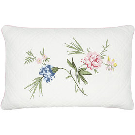 GreenGate Kussenhoes doorgestikt Henriette white met borduursel