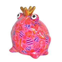 Pomme-Pidou Spaarpot Kikker Freddy roze met hartjes Pomme-Pidou Spaarpot Kikker Freddy roze met hartjes