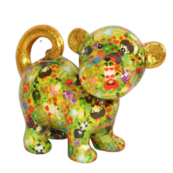 Pomme-Pidou Spaarpot Aap Bubbles groen met figuren