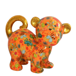 Pomme-Pidou Spaarpot Aap Bubbles oranje met insekten