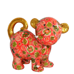 Pomme-Pidou Spaarpot Aap Bubbles rood met bomen Pomme-Pidou Spaarpot Aap Bubbles rood met bomen