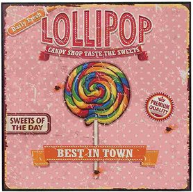 Clayre & Eef  | Wandschild  | 25*1*25 cm    | Rosa Lollipop