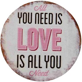 Clayre & Eef | Koelkast Magneet  | Ø8cm    | Love is all you need Roze Clayre & Eef | Koelkast Magneet  | Ø8cm    | Love is all you need Roze