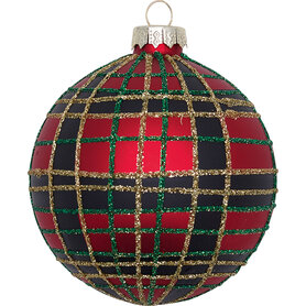 GreenGate kerstbal glas Dagmar check red  GreenGate kerstbal glas Dagmar check red