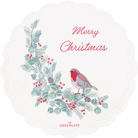 GreenGate Onderzetter rond Leonora merry christmas D:20cm GreenGate Onderzetter rond Leonora merry christmas D:20cm