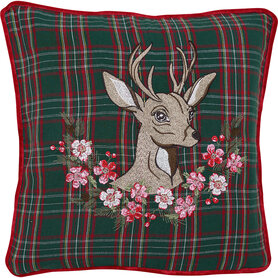 GreenGate Kussenhoes Dagmar deer green met borduursel 40 x 40 cm GreenGate Kussenhoes Dagmar deer green met borduursel 40 x 40 cm