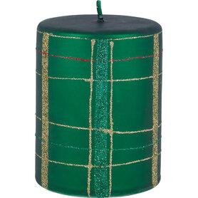 GreenGate Kaars Pillar Check green medium GreenGate Kaars Pillar Check green medium