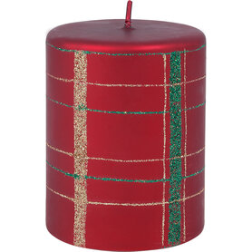 GreenGate Kaars Pillar Check red medium GreenGate Kaars Pillar Check red medium