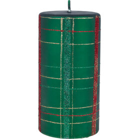 GreenGate Kaars Pillar Check green small GreenGate Kaars Pillar Check green small
