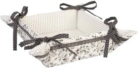 Clayre & Eef | Brotkorb 35*35*8 cm | Weiß/Schwarz | 100%  Baumwolle Clayre & Eef | Brotkorb 35*35*8 cm | Weiß/Schwarz | 100%  Baumwolle