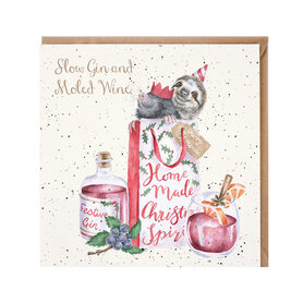 Wrendale Designs Kerstkaart Luiaard en Mol "Slow Gin and Moled Wine" Wrendale Designs Kerstkaart Luiaard en Mol "Slow Gin and Moled Wine"