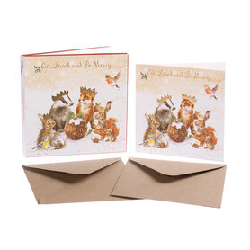 Wrendale Designs Kerstkaart Bosdieren "The Christmas Party" Set /8