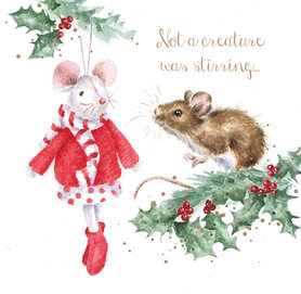 Wrendale Designs Kerstkaart Muis "Not a Creature Stirring" Set /8 Wrendale Designs Kerstkaart Muis "Not a Creature Stirring" Set /8
